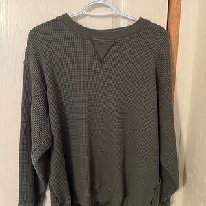 Aerie Men's Olive Waffle Knit Crewneck Sweater